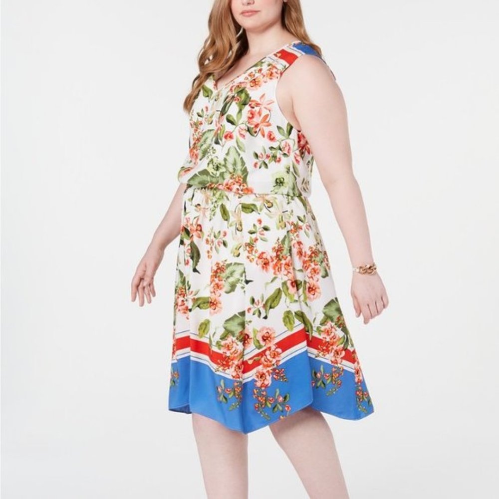 NWT! Tommy Hilfiger Floral Printed Border Dress 18W